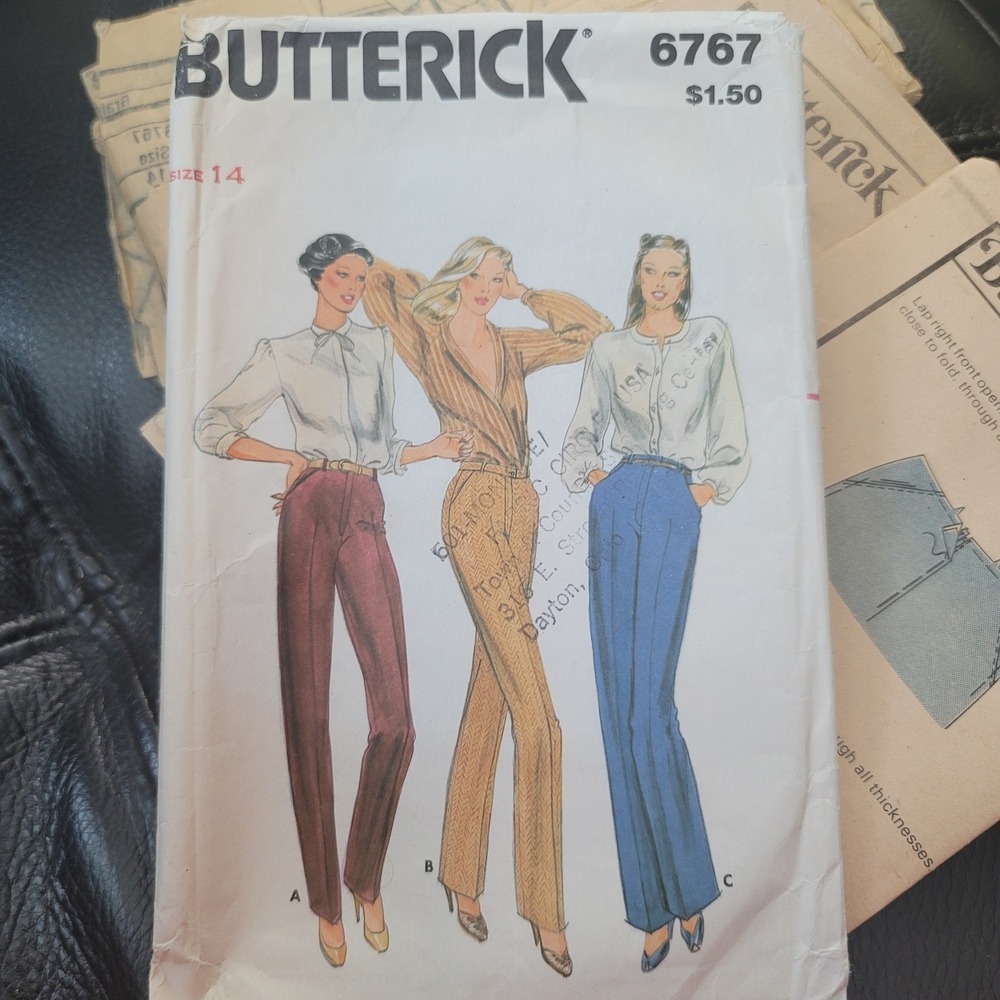 Vintage Butterick 6767 Sewing Pattern Misses Pants Size 14 Cut 1970s Boho Flare